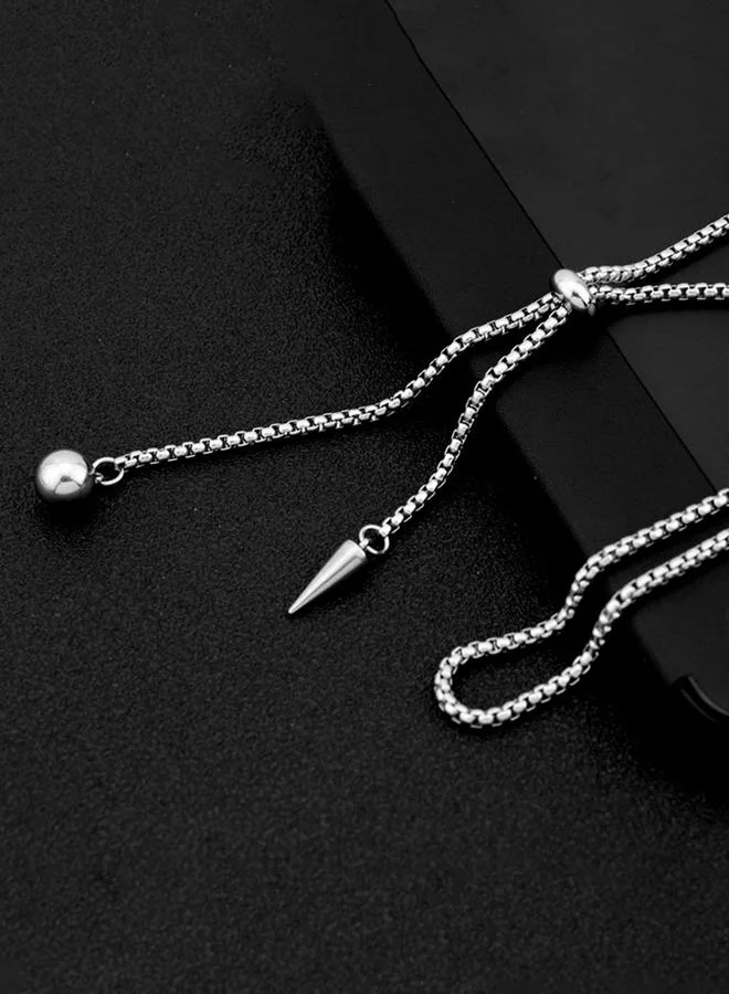 تايك تو عقد سلسلة فضية قابلة للتعديل مع قلادة